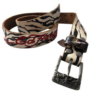 Ed Hardy White Leather Belt